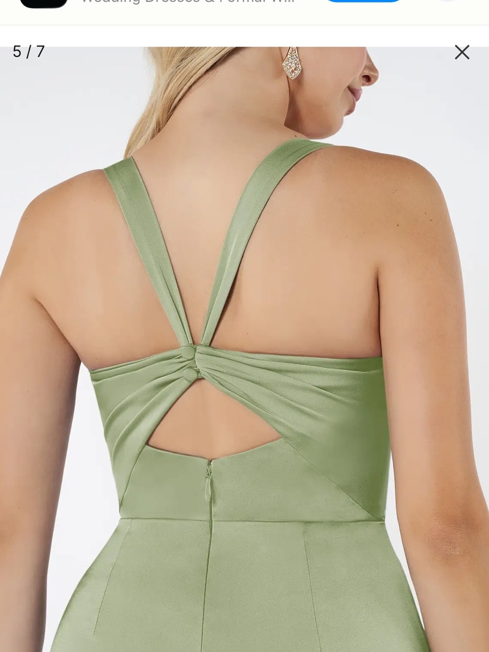 Azazie Sage green , Satin Square-Neck Green Evening Gown - Picture 2 of 10